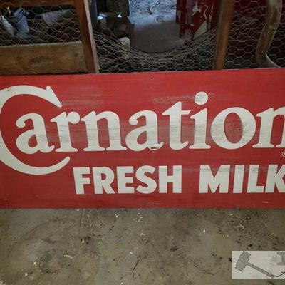 1252: Carnation Fresh Milk Steel Sign with Wooden Frame
Measures approximately 28.5