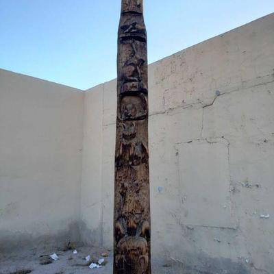 991: Carved Wood Totem Pole
Approx. 18' from ground to top of rams head. Model in pic is 6'2