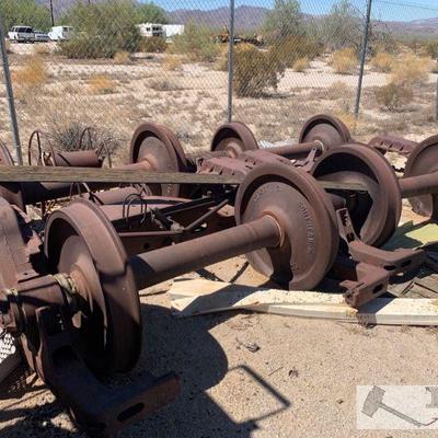 3527: 2 sets of Southern pacific rail wheels
Wheels measure approx. 36
