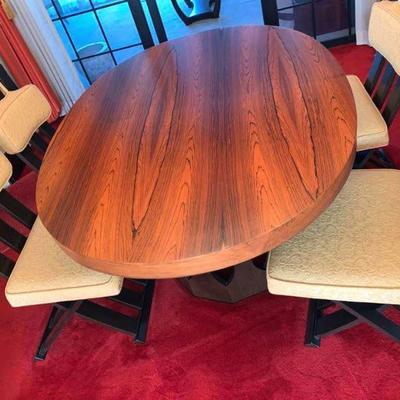 Harvey Probber scissor slipper dining room table and chairs