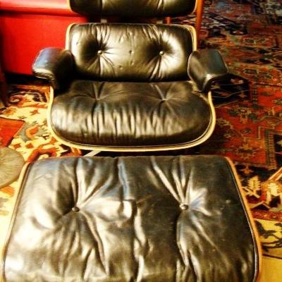 Leather and Rosewood Eames chair and ottoman