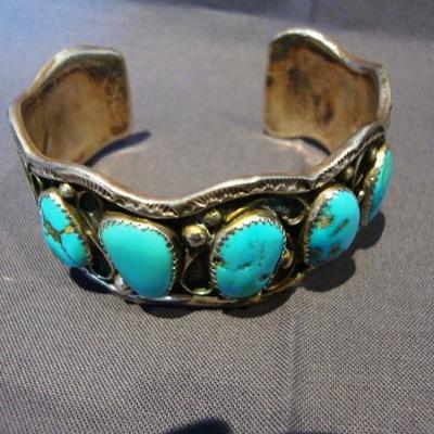 Sterling/turquoise cuff bracelet, Native American