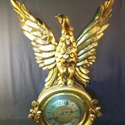 19th C. gilt eagle wall clock