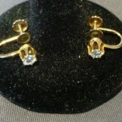 14K yellow gold/diamond earrings, 40 pts.