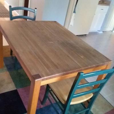 Butcher Block Table and Two Chairs