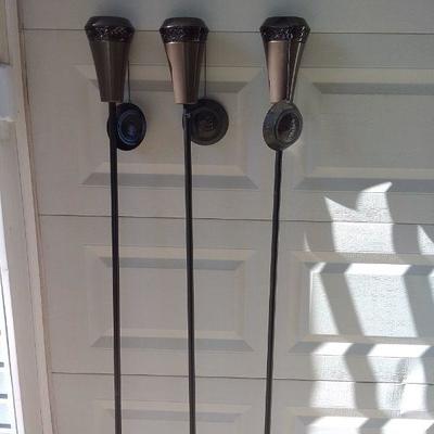 Set of Three Metal Tiki Torches