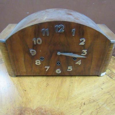 deco wood mantle clock