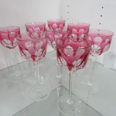 Moser Cranberry Cut To Clear Wine Stems