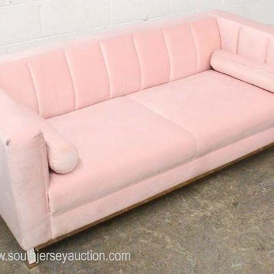  NEW Pink Velour Contemporary Decorator Sofa with Pillows

Auction Estimate $300-$600 â€“ Located Inside 