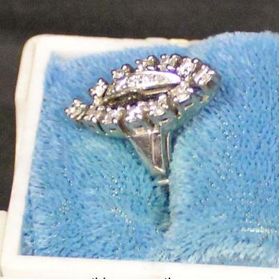  14 Karat White Gold Diamond â€œNavetteâ€ Ring approximately Â¾ CTW

Auction Estimate $500-$1000 â€“ Located Glassware 