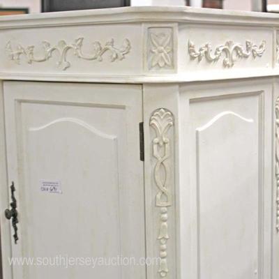  NEW White Carved 2 Door 1 Drawer Contemporary Decorator Linen Closet

Auction Estimate $200-$400 â€“ Located Inside 