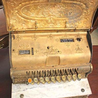  ANTIQUE â€œNationalâ€ #878836 333 Brass Working Cash Register Marble Top over Cash Drawer with Keys

Auction Estimate $200-$400 â€“...