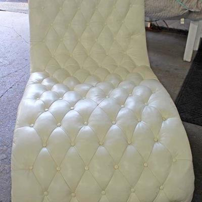  NEW White Leather Contemporary Button Tufted and Tacked Decorator Chaise Lounge

Auction Estimate $300-$600 â€“ Located Inside 