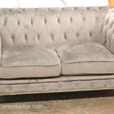 NEW Grey Velour Button Tufted Contemporary Decorator Loveseat

Auction Estimate $300-$600 â€“ Located Inside 
