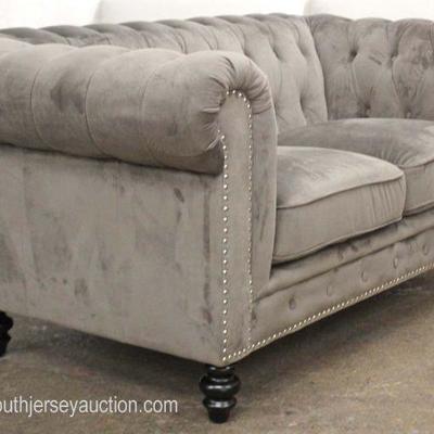  NEW Grey Velour Button Tufted Contemporary Decorator Loveseat

Auction Estimate $300-$600 â€“ Located Inside 