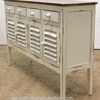  Antique Style 4 Drawer 4 Door Paint Distressed Louver Front Credenza

Auction Estimate $200-$400 â€“ Located Inside 