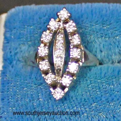  14 Karat White Gold Diamond â€œNavetteâ€ Ring approximately Â¾ CTW

Auction Estimate $500-$1000 â€“ Located Glassware 