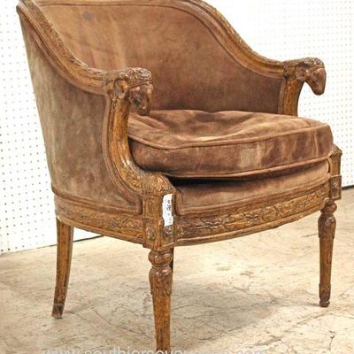  BEAUTIFUL Mahogany Frame Rams Head Carved Decorative Arm Chair

Auction Estimate $200-$400 â€“ Located Inside 