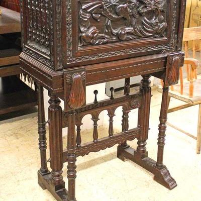  ANTIQUE Heavily Carved Fall Front Silver Cabinet

Auction Estimate $200-$400 â€“ Located Inside 