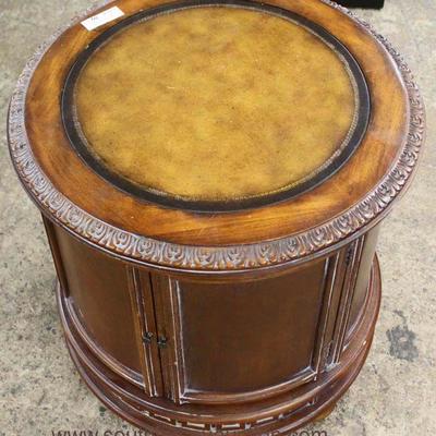  Mahogany Contemporary Leather Top Carved Round 2 Door Drum Table

Auction Estimate $100-$200 â€“ Located Inside 