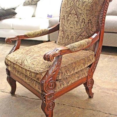  Carved Mahogany Frame Upholstered Arm Chair

Auction Estimate $100-$300 â€“ Located Inside 