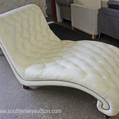  NEW White Leather Contemporary Button Tufted and Tacked Decorator Chaise Lounge

Auction Estimate $300-$600 â€“ Located Inside 
