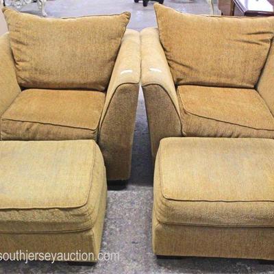  PAIR of Upholstered Club chairs with Ottomans

Auction Estimate $200-$400 â€“ Located Inside 