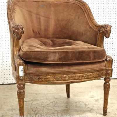  BEAUTIFUL Mahogany Frame Rams Head Carved Decorative Arm Chair

Auction Estimate $200-$400 â€“ Located Inside 
