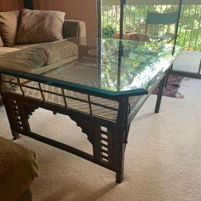 Custom Coffee Table with thick glass top.