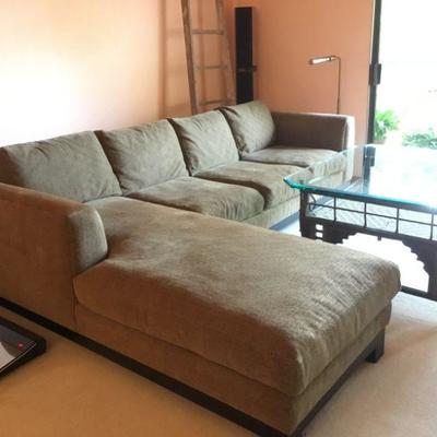 Chaise Lounge and Sofa Sectional, Custom Coffee Table.