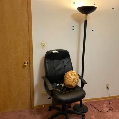 Black Leather Look Office Chair with Torch Lamp