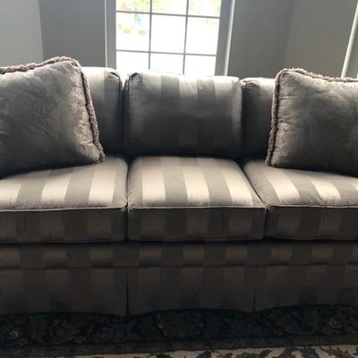 Drexel sofa  taupe stripe 3 cushion