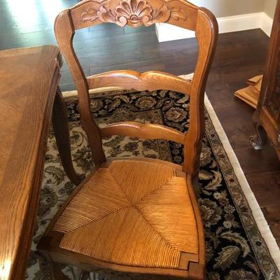 Hand carved Louis XV  rush seat chairs 8 chairs 