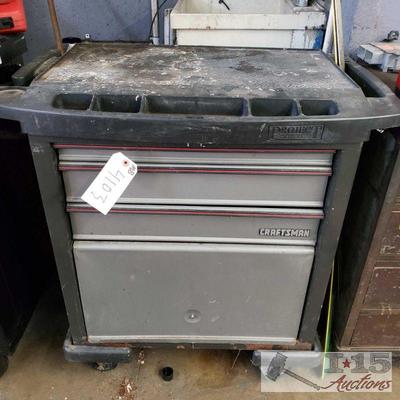 4102: 5 drawer kobalt tool chest w/ various tools
Tools include irwin, craftsman, pittsburgh and more