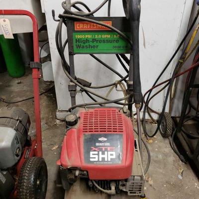 5001: Craftsman 1900 PSI High-Pressure Washer
5.0hp Briggs & Stratton Quantum XTE pull-start motor. Has hose and gun