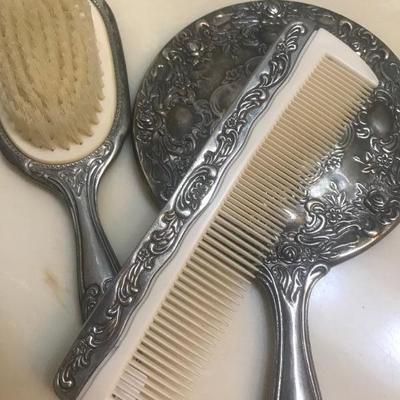 Comb, Mirror, Brush Vanity Set 