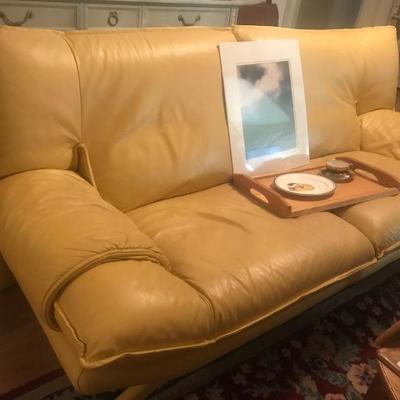 1960's Nicolett, Lemon Leather Sofa, made in Italy