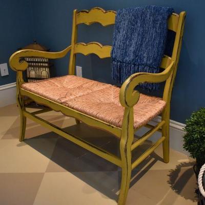Painted rush seat bench from Domain Furniture