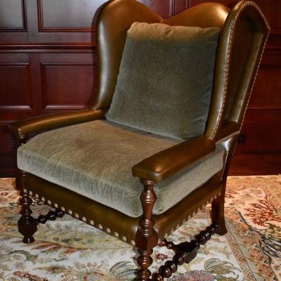 Hancock & Moore leather wing back chair