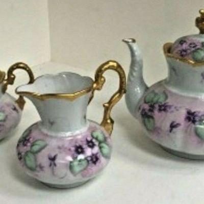 DG44: Nice three piece hand painted tea set LOCAL PICKUP (50-75) N   https://www.ebay.com/itm/123960413445