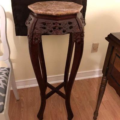 BN129: Tall Marble Top Wooden Oriental Plant Stand Local Pickup  https://www.ebay.com/itm/123947878778