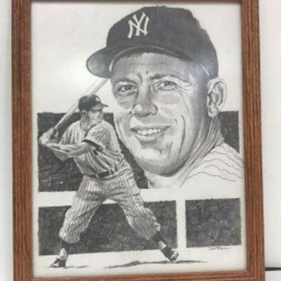 DG35: Mickey Mantle Art by Connecticut artist of sports figures LOCAL PICKUP   https://www.ebay.com/itm/123960416213