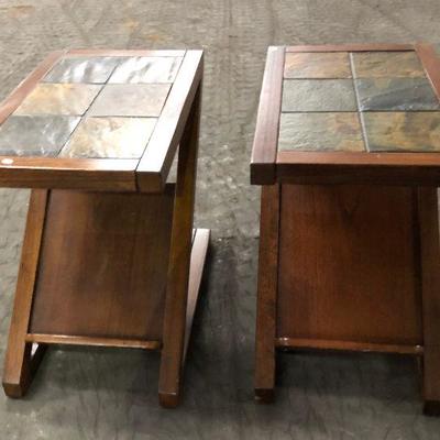 SP1559: (2) Z Shaped End Tables brown and tile Local Pickup (Both $50)  https://www.ebay.com/itm/123936428703