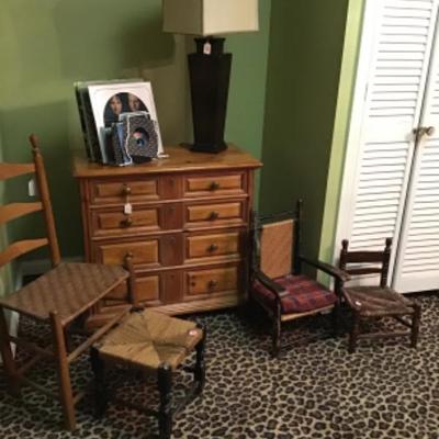 Henredon chest and antique chairs 