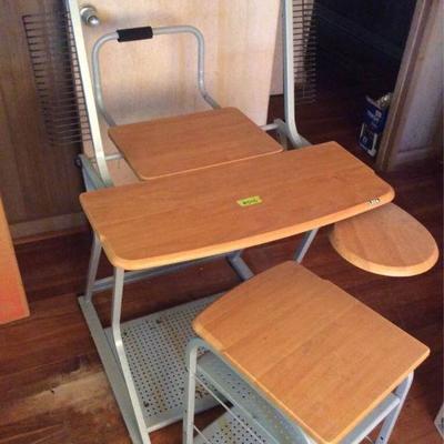 NNT046 LEDA Portable Wood & Metal Desk w/ Chair & Mouse Table