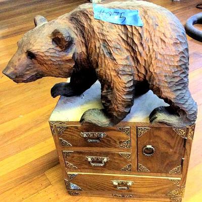 NNT075 Jewelry Box and Wood Bear 