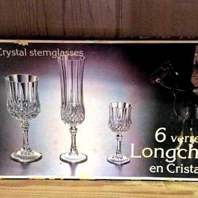 NNT042 French d' Arques Longchamp Crystal Stem Glasses 