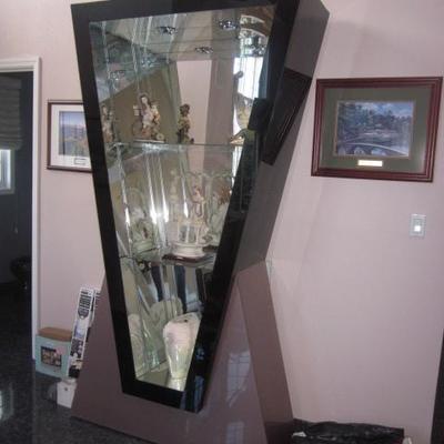 Exquisite Upside Down Pyramid Wall Lighted Display Cabinet  