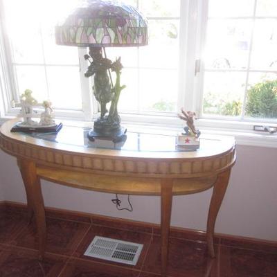 Half Moon Inlaid Accent Table 