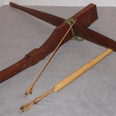 Hand made wooden Cross bow with arrows